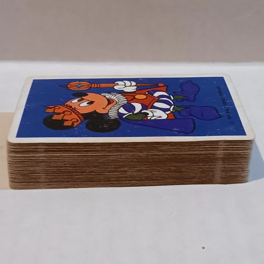 Vtg Walt Disney King Mickey Playing Cards-Hard Storage Box-1970s-Park Souvenir